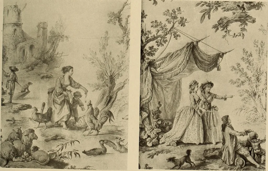An illustration from Decorative textiles; an illustrated book on coverings for furniture, walls and floors, including damasks, brocades and velvets, tapestries, laces, embroideries, chintzes, cretonnes, drapery and furniture trimmings, wall papers, carpets and rugs, tooled and illuminated leathers, 1918, leaf 366