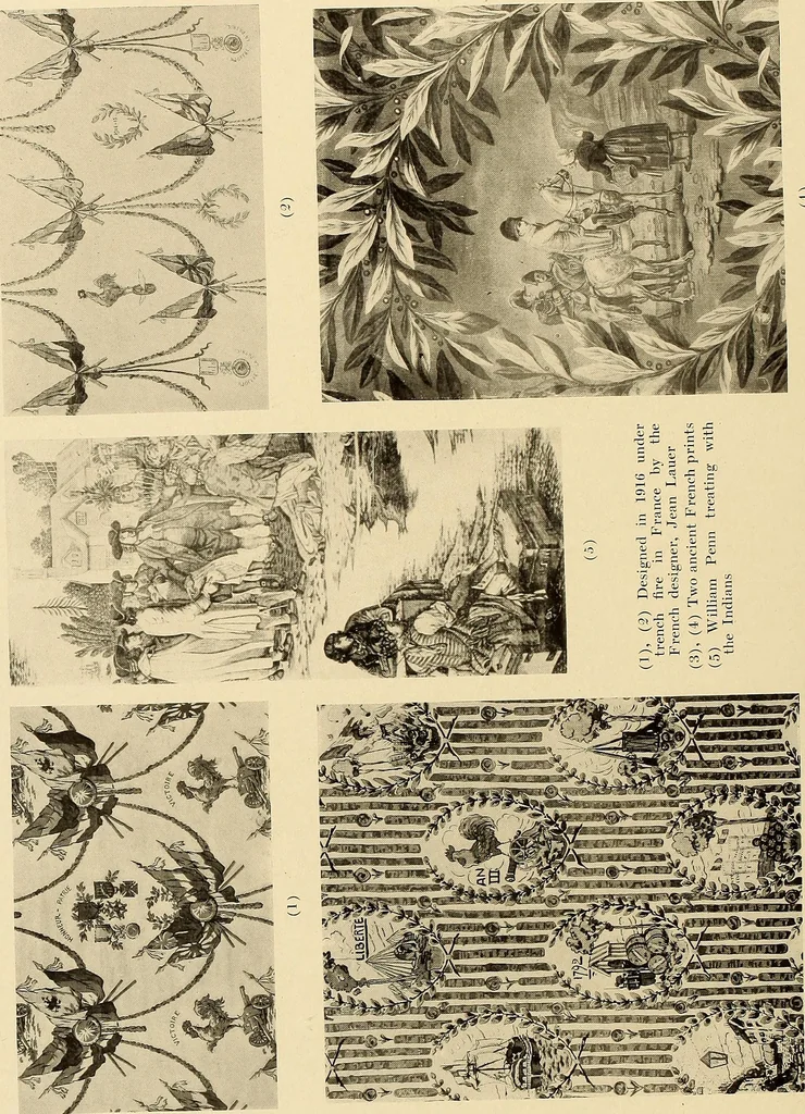An illustration from Decorative textiles; an illustrated book on coverings for furniture, walls and floors, including damasks, brocades and velvets, tapestries, laces, embroideries, chintzes, cretonnes, drapery and furniture trimmings, wall papers, carpets and rugs, tooled and illuminated leathers, 1918, leaf 369