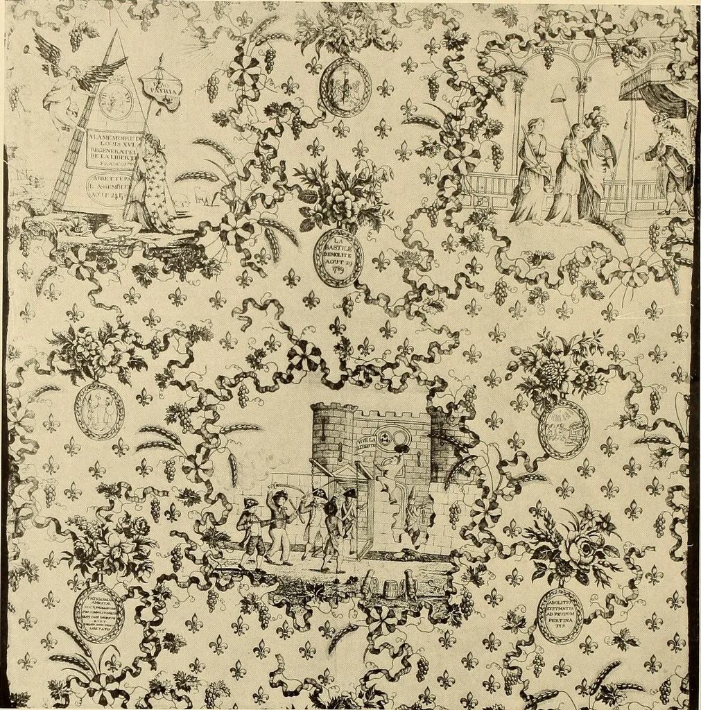 An illustration from Decorative textiles; an illustrated book on coverings for furniture, walls and floors, including damasks, brocades and velvets, tapestries, laces, embroideries, chintzes, cretonnes, drapery and furniture trimmings, wall papers, carpets and rugs, tooled and illuminated leathers, 1918, leaf 373