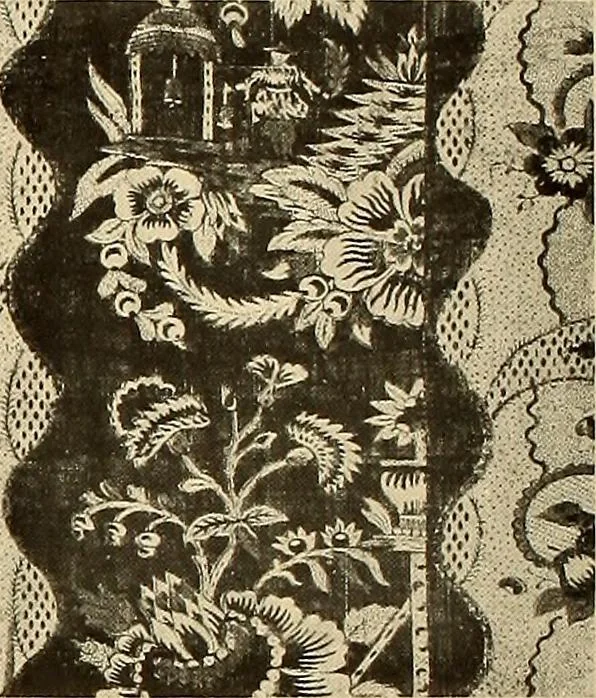 An illustration from Decorative textiles; an illustrated book on coverings for furniture, walls and floors, including damasks, brocades and velvets, tapestries, laces, embroideries, chintzes, cretonnes, drapery and furniture trimmings, wall papers, carpets and rugs, tooled and illuminated leathers, 1918, leaf 375