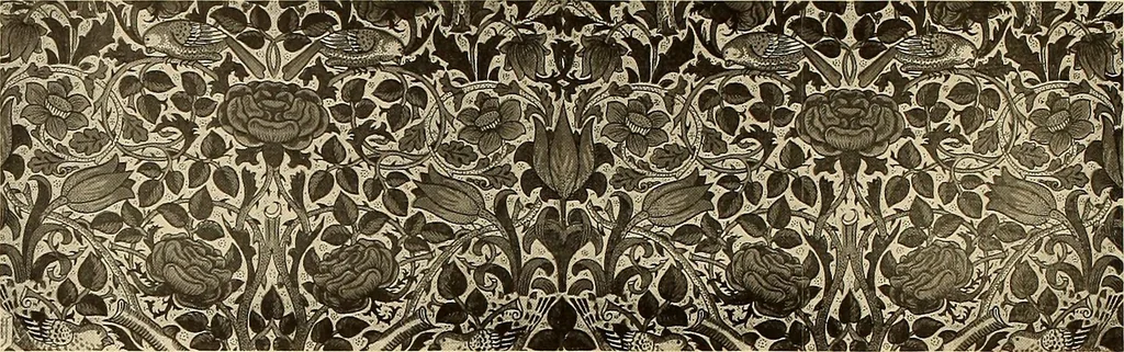 An illustration from Decorative textiles; an illustrated book on coverings for furniture, walls and floors, including damasks, brocades and velvets, tapestries, laces, embroideries, chintzes, cretonnes, drapery and furniture trimmings, wall papers, carpets and rugs, tooled and illuminated leathers, 1918, leaf 377