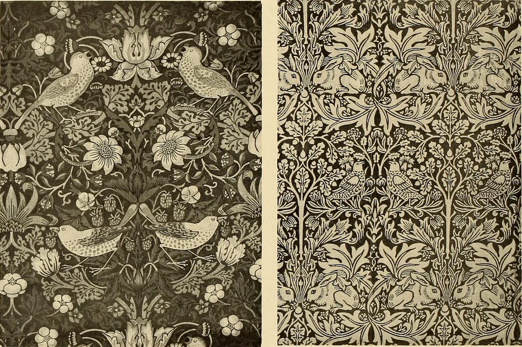 An illustration from Decorative textiles; an illustrated book on coverings for furniture, walls and floors, including damasks, brocades and velvets, tapestries, laces, embroideries, chintzes, cretonnes, drapery and furniture trimmings, wall papers, carpets and rugs, tooled and illuminated leathers, 1918, leaf 377