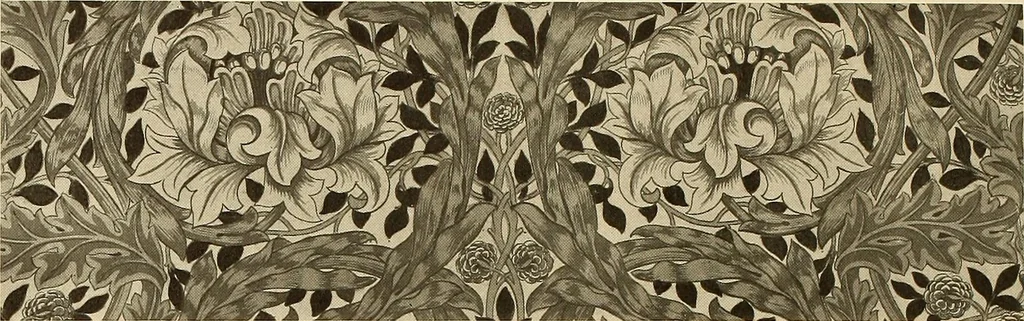 An illustration from Decorative textiles; an illustrated book on coverings for furniture, walls and floors, including damasks, brocades and velvets, tapestries, laces, embroideries, chintzes, cretonnes, drapery and furniture trimmings, wall papers, carpets and rugs, tooled and illuminated leathers, 1918, leaf 379