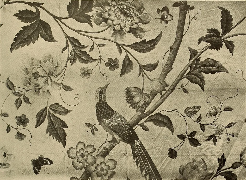 An illustration from Decorative textiles; an illustrated book on coverings for furniture, walls and floors, including damasks, brocades and velvets, tapestries, laces, embroideries, chintzes, cretonnes, drapery and furniture trimmings, wall papers, carpets and rugs, tooled and illuminated leathers, 1918, leaf 380