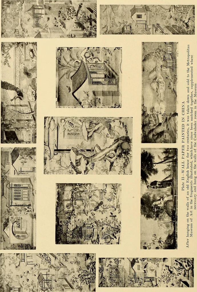 An illustration from Decorative textiles; an illustrated book on coverings for furniture, walls and floors, including damasks, brocades and velvets, tapestries, laces, embroideries, chintzes, cretonnes, drapery and furniture trimmings, wall papers, carpets and rugs, tooled and illuminated leathers, 1918, leaf 387