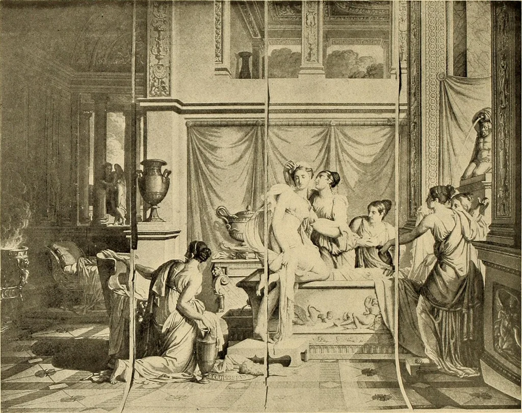 An illustration from Decorative textiles; an illustrated book on coverings for furniture, walls and floors, including damasks, brocades and velvets, tapestries, laces, embroideries, chintzes, cretonnes, drapery and furniture trimmings, wall papers, carpets and rugs, tooled and illuminated leathers, 1918, leaf 389
