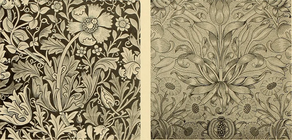 An illustration from Decorative textiles; an illustrated book on coverings for furniture, walls and floors, including damasks, brocades and velvets, tapestries, laces, embroideries, chintzes, cretonnes, drapery and furniture trimmings, wall papers, carpets and rugs, tooled and illuminated leathers, 1918, leaf 405