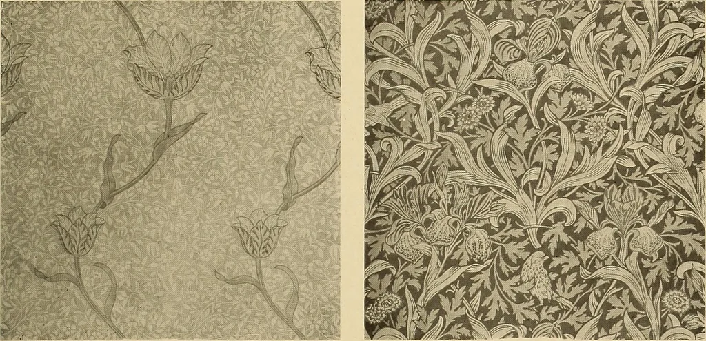 An illustration from Decorative textiles; an illustrated book on coverings for furniture, walls and floors, including damasks, brocades and velvets, tapestries, laces, embroideries, chintzes, cretonnes, drapery and furniture trimmings, wall papers, carpets and rugs, tooled and illuminated leathers, 1918, leaf 406