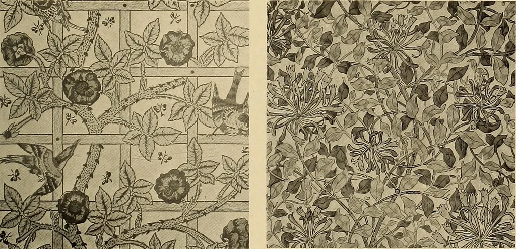 An illustration from Decorative textiles; an illustrated book on coverings for furniture, walls and floors, including damasks, brocades and velvets, tapestries, laces, embroideries, chintzes, cretonnes, drapery and furniture trimmings, wall papers, carpets and rugs, tooled and illuminated leathers, 1918, leaf 406