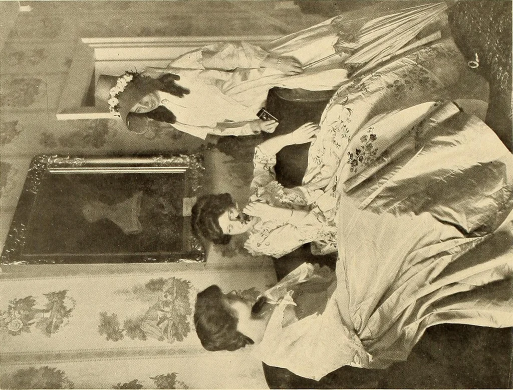 An illustration from Decorative textiles; an illustrated book on coverings for furniture, walls and floors, including damasks, brocades and velvets, tapestries, laces, embroideries, chintzes, cretonnes, drapery and furniture trimmings, wall papers, carpets and rugs, tooled and illuminated leathers, 1918, leaf 409