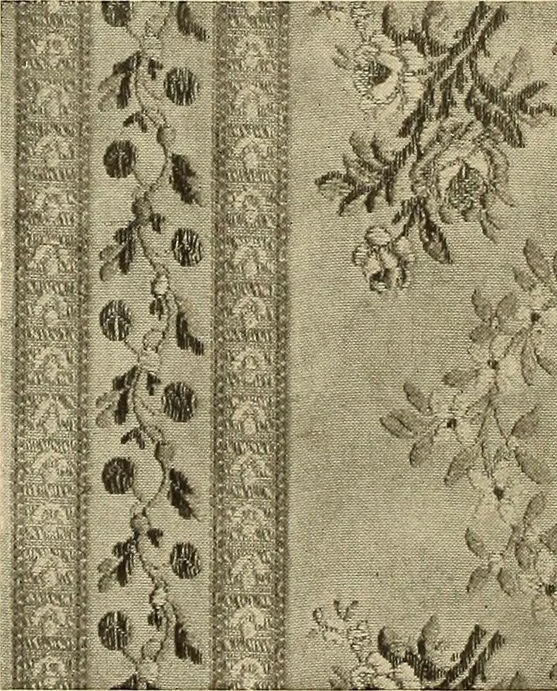 An illustration from Decorative textiles; an illustrated book on coverings for furniture, walls and floors, including damasks, brocades and velvets, tapestries, laces, embroideries, chintzes, cretonnes, drapery and furniture trimmings, wall papers, carpets and rugs, tooled and illuminated leathers, 1918, leaf 41