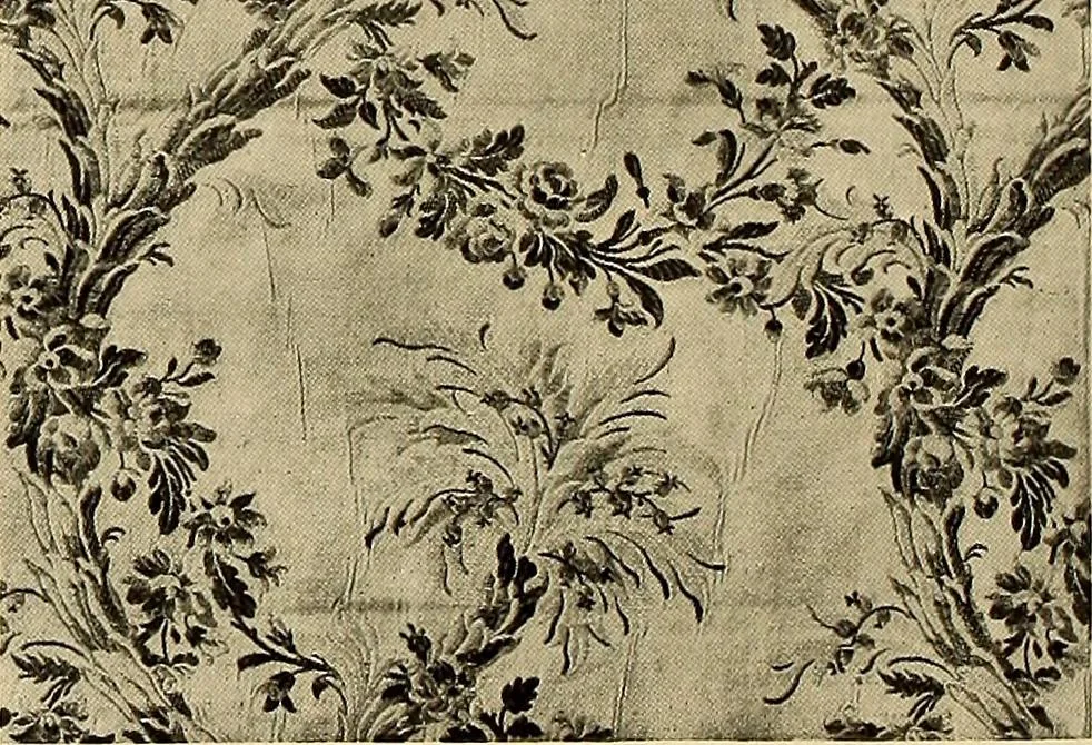 An illustration from Decorative textiles; an illustrated book on coverings for furniture, walls and floors, including damasks, brocades and velvets, tapestries, laces, embroideries, chintzes, cretonnes, drapery and furniture trimmings, wall papers, carpets and rugs, tooled and illuminated leathers, 1918, leaf 41