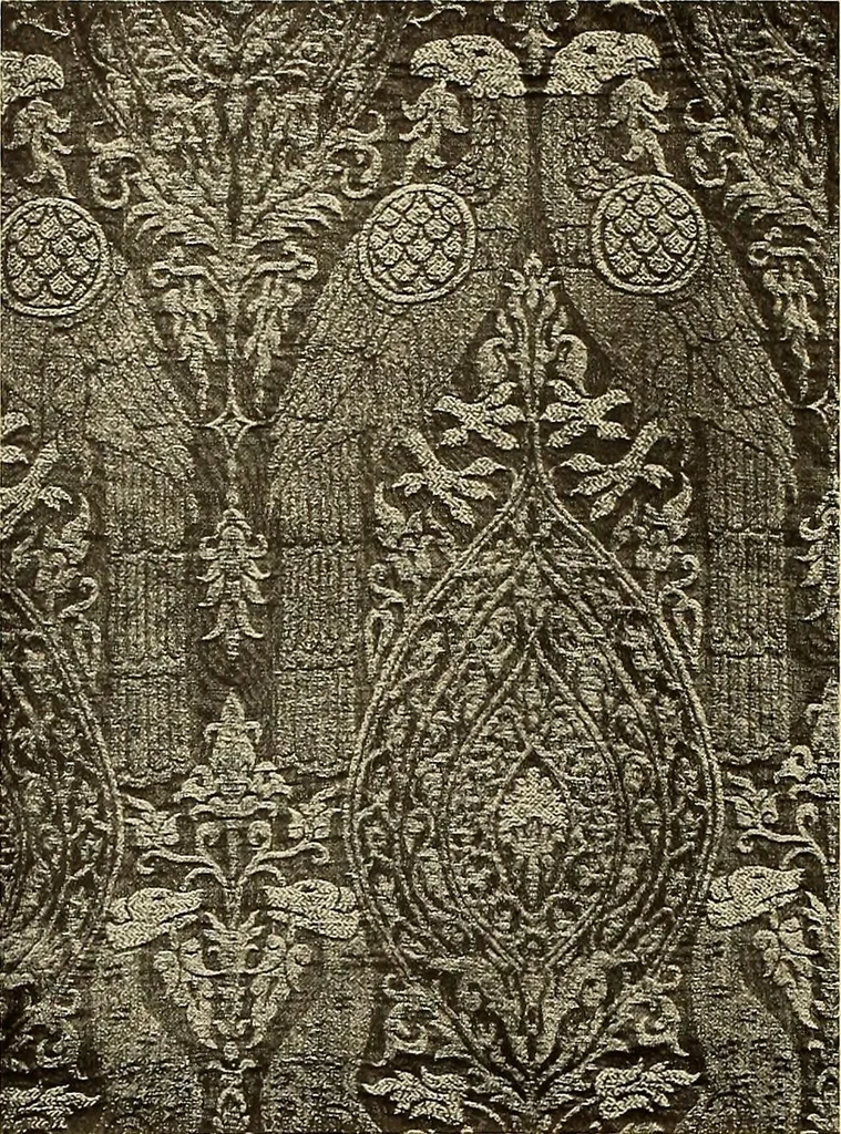 An illustration from Decorative textiles; an illustrated book on coverings for furniture, walls and floors, including damasks, brocades and velvets, tapestries, laces, embroideries, chintzes, cretonnes, drapery and furniture trimmings, wall papers, carpets and rugs, tooled and illuminated leathers, 1918, leaf 41
