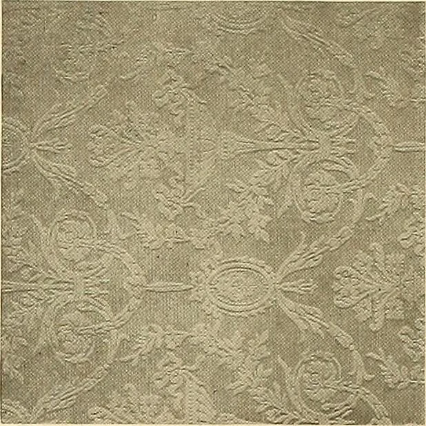 An illustration from Decorative textiles; an illustrated book on coverings for furniture, walls and floors, including damasks, brocades and velvets, tapestries, laces, embroideries, chintzes, cretonnes, drapery and furniture trimmings, wall papers, carpets and rugs, tooled and illuminated leathers, 1918, leaf 415