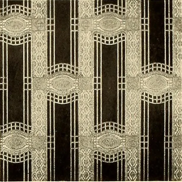 An illustration from Decorative textiles; an illustrated book on coverings for furniture, walls and floors, including damasks, brocades and velvets, tapestries, laces, embroideries, chintzes, cretonnes, drapery and furniture trimmings, wall papers, carpets and rugs, tooled and illuminated leathers, 1918, leaf 417