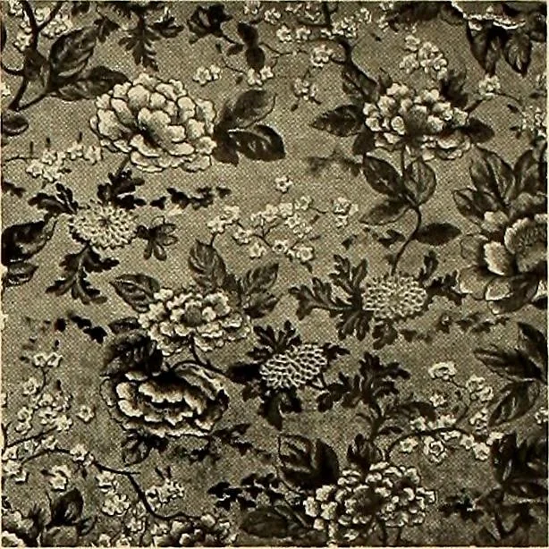 An illustration from Decorative textiles; an illustrated book on coverings for furniture, walls and floors, including damasks, brocades and velvets, tapestries, laces, embroideries, chintzes, cretonnes, drapery and furniture trimmings, wall papers, carpets and rugs, tooled and illuminated leathers, 1918, leaf 417