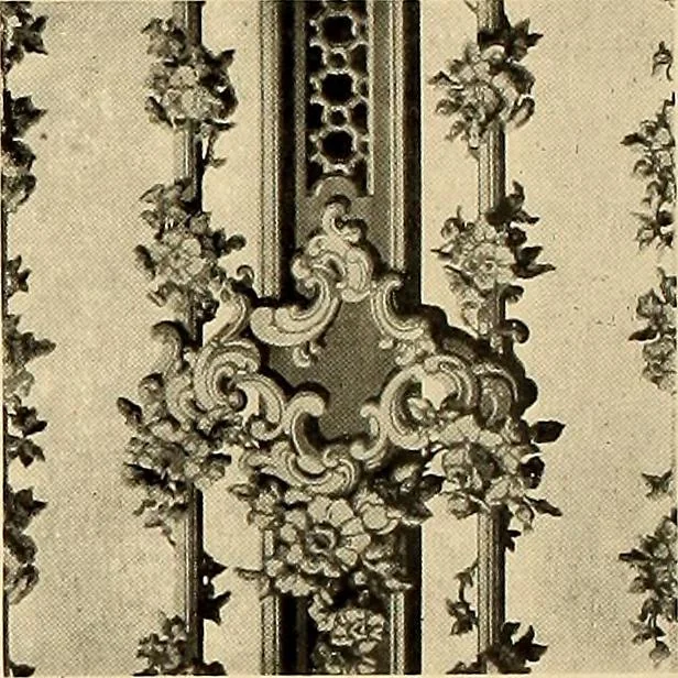 An illustration from Decorative textiles; an illustrated book on coverings for furniture, walls and floors, including damasks, brocades and velvets, tapestries, laces, embroideries, chintzes, cretonnes, drapery and furniture trimmings, wall papers, carpets and rugs, tooled and illuminated leathers, 1918, leaf 417