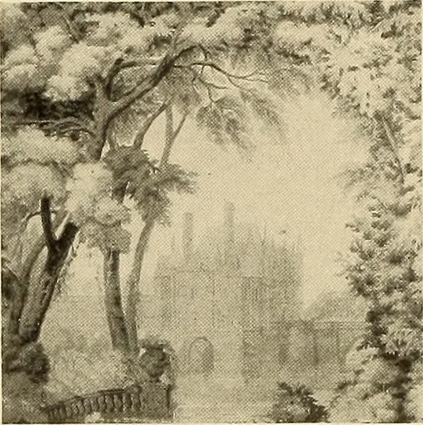 An illustration from Decorative textiles; an illustrated book on coverings for furniture, walls and floors, including damasks, brocades and velvets, tapestries, laces, embroideries, chintzes, cretonnes, drapery and furniture trimmings, wall papers, carpets and rugs, tooled and illuminated leathers, 1918, leaf 417