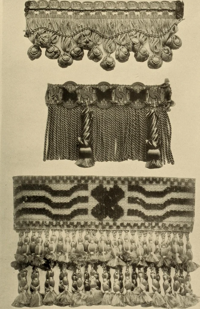 An illustration from Decorative textiles; an illustrated book on coverings for furniture, walls and floors, including damasks, brocades and velvets, tapestries, laces, embroideries, chintzes, cretonnes, drapery and furniture trimmings, wall papers, carpets and rugs, tooled and illuminated leathers, 1918, leaf 422