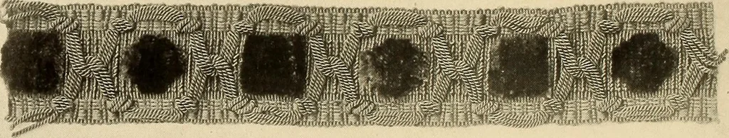 An illustration from Decorative textiles; an illustrated book on coverings for furniture, walls and floors, including damasks, brocades and velvets, tapestries, laces, embroideries, chintzes, cretonnes, drapery and furniture trimmings, wall papers, carpets and rugs, tooled and illuminated leathers, 1918, leaf 425