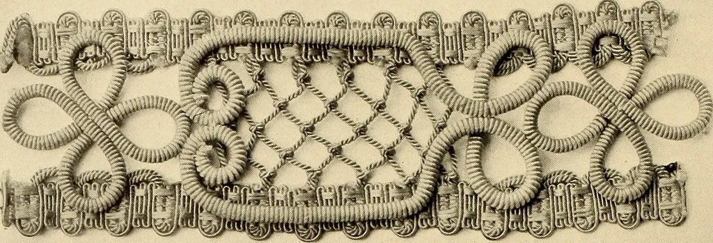 An illustration from Decorative textiles; an illustrated book on coverings for furniture, walls and floors, including damasks, brocades and velvets, tapestries, laces, embroideries, chintzes, cretonnes, drapery and furniture trimmings, wall papers, carpets and rugs, tooled and illuminated leathers, 1918, leaf 427