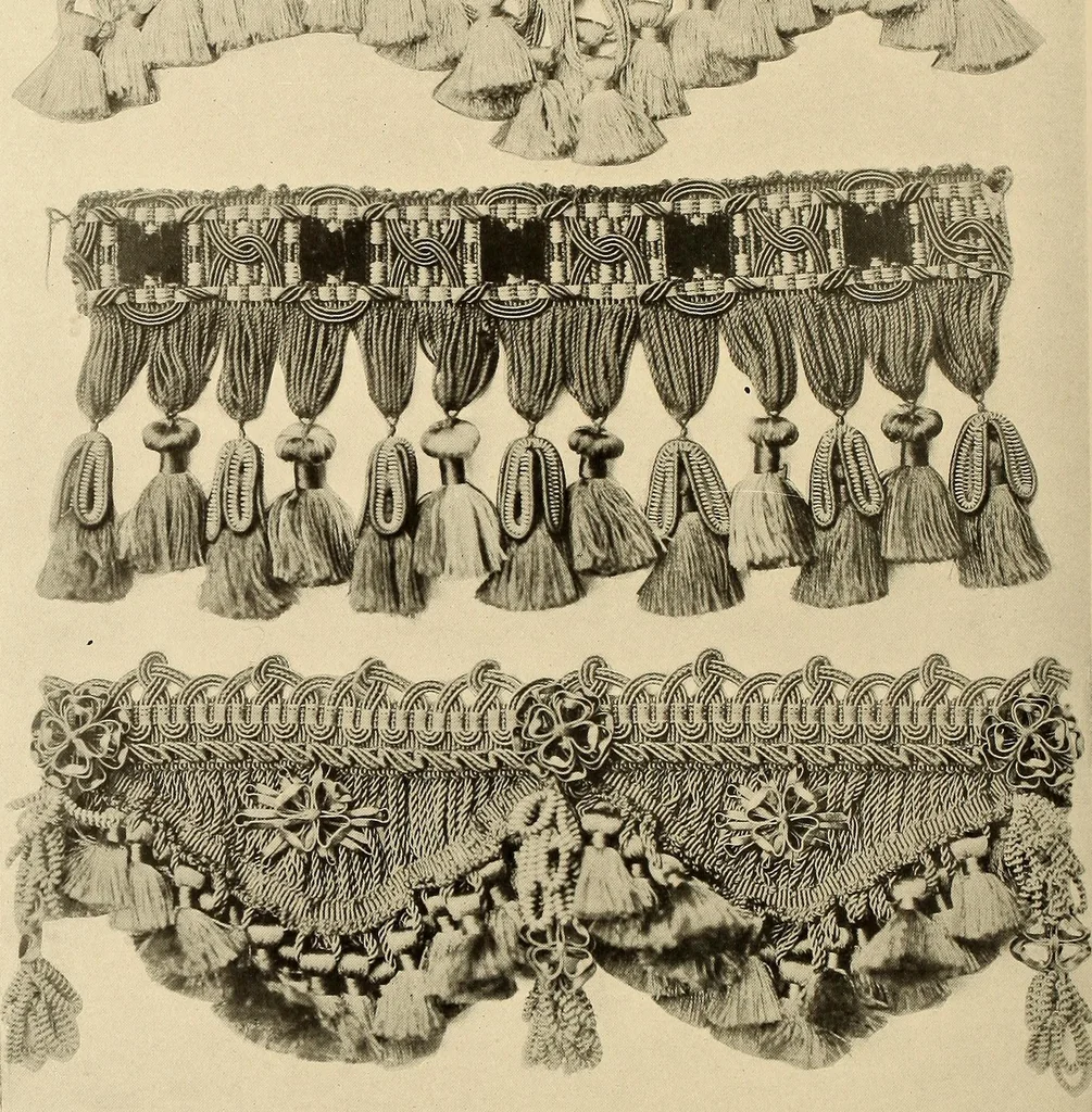 An illustration from Decorative textiles; an illustrated book on coverings for furniture, walls and floors, including damasks, brocades and velvets, tapestries, laces, embroideries, chintzes, cretonnes, drapery and furniture trimmings, wall papers, carpets and rugs, tooled and illuminated leathers, 1918, leaf 429