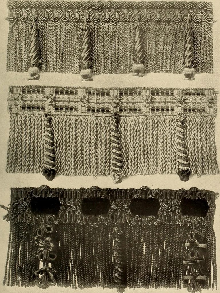 An illustration from Decorative textiles; an illustrated book on coverings for furniture, walls and floors, including damasks, brocades and velvets, tapestries, laces, embroideries, chintzes, cretonnes, drapery and furniture trimmings, wall papers, carpets and rugs, tooled and illuminated leathers, 1918, leaf 430