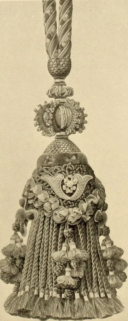 An illustration from Decorative textiles; an illustrated book on coverings for furniture, walls and floors, including damasks, brocades and velvets, tapestries, laces, embroideries, chintzes, cretonnes, drapery and furniture trimmings, wall papers, carpets and rugs, tooled and illuminated leathers, 1918, leaf 433