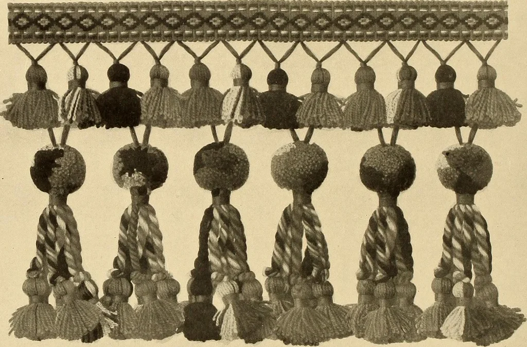 An illustration from Decorative textiles; an illustrated book on coverings for furniture, walls and floors, including damasks, brocades and velvets, tapestries, laces, embroideries, chintzes, cretonnes, drapery and furniture trimmings, wall papers, carpets and rugs, tooled and illuminated leathers, 1918, leaf 437