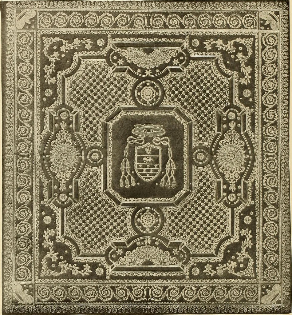 An illustration from Decorative textiles; an illustrated book on coverings for furniture, walls and floors, including damasks, brocades and velvets, tapestries, laces, embroideries, chintzes, cretonnes, drapery and furniture trimmings, wall papers, carpets and rugs, tooled and illuminated leathers, 1918, leaf 459