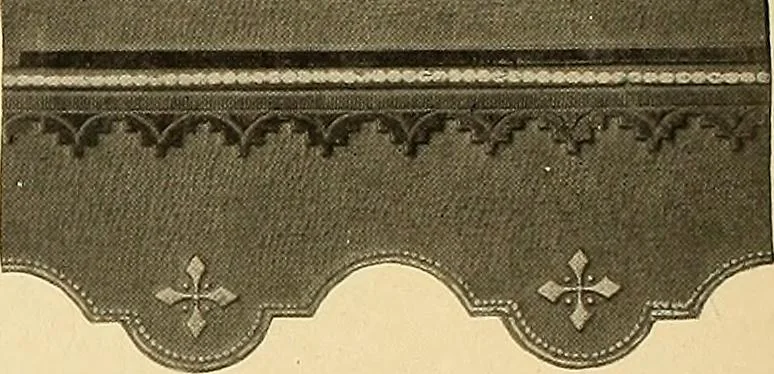 An illustration from Decorative textiles; an illustrated book on coverings for furniture, walls and floors, including damasks, brocades and velvets, tapestries, laces, embroideries, chintzes, cretonnes, drapery and furniture trimmings, wall papers, carpets and rugs, tooled and illuminated leathers, 1918, leaf 461