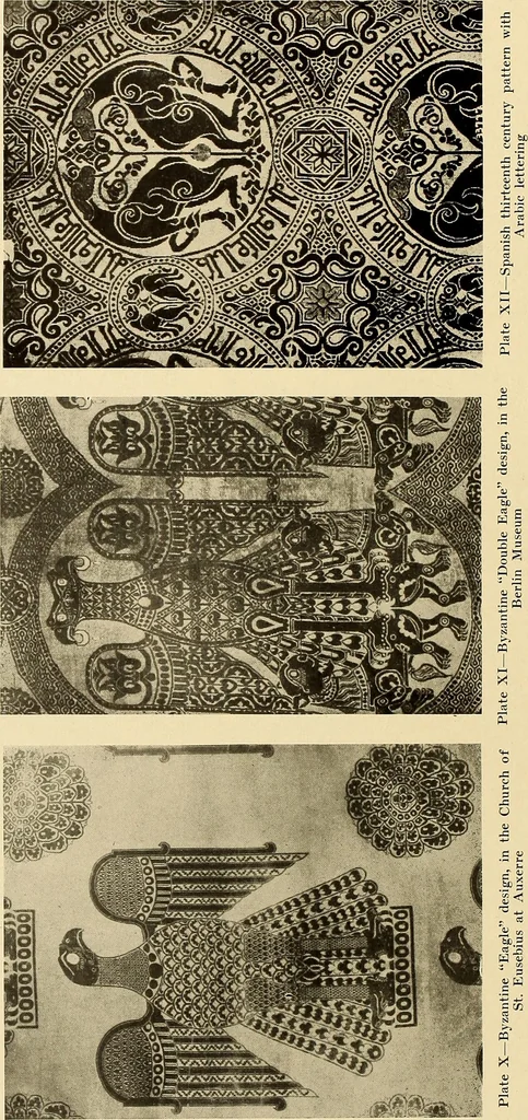 An illustration from Decorative textiles; an illustrated book on coverings for furniture, walls and floors, including damasks, brocades and velvets, tapestries, laces, embroideries, chintzes, cretonnes, drapery and furniture trimmings, wall papers, carpets and rugs, tooled and illuminated leathers, 1918, leaf 53