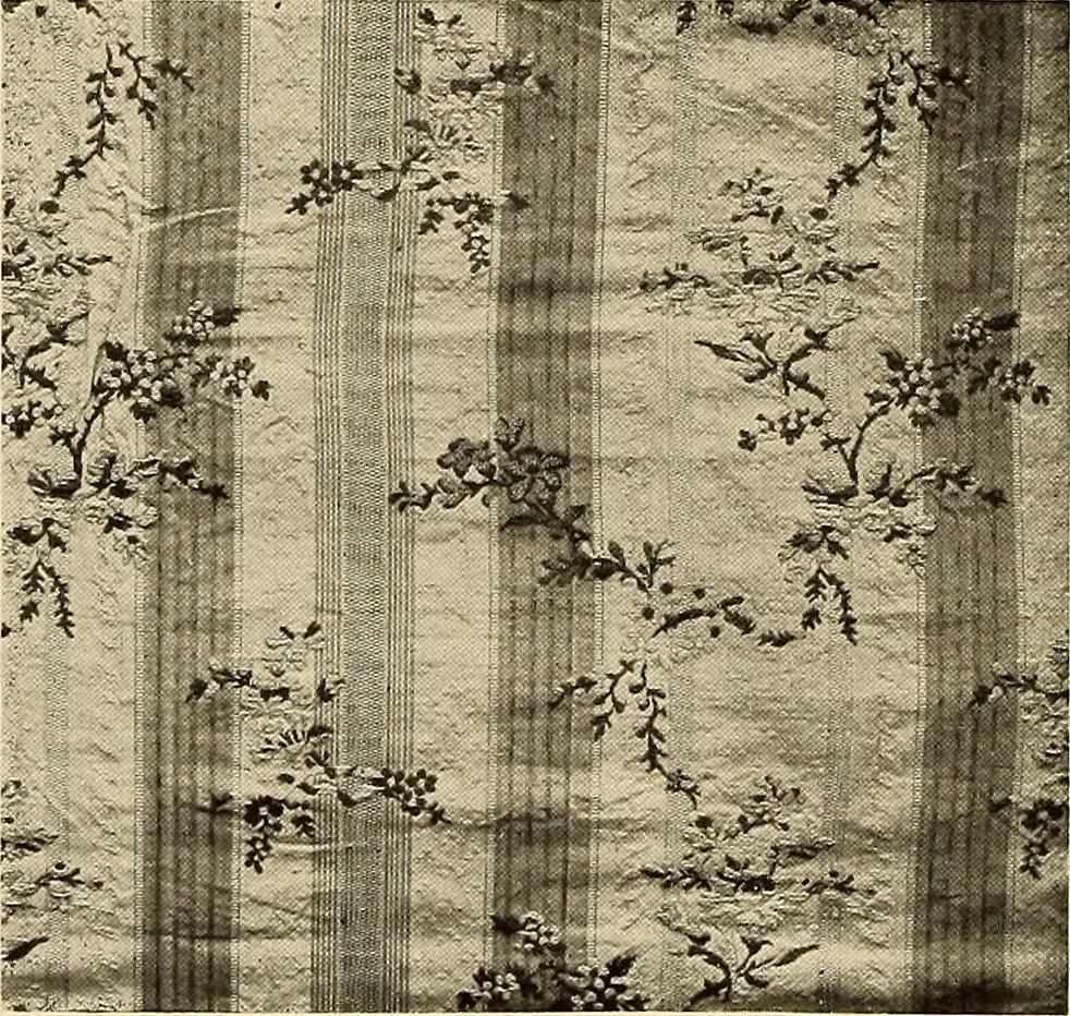 An illustration from Decorative textiles; an illustrated book on coverings for furniture, walls and floors, including damasks, brocades and velvets, tapestries, laces, embroideries, chintzes, cretonnes, drapery and furniture trimmings, wall papers, carpets and rugs, tooled and illuminated leathers, 1918, leaf 55
