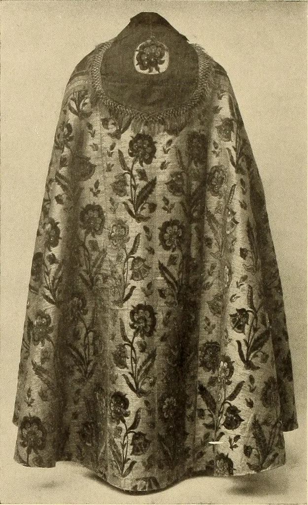 An illustration from Decorative textiles; an illustrated book on coverings for furniture, walls and floors, including damasks, brocades and velvets, tapestries, laces, embroideries, chintzes, cretonnes, drapery and furniture trimmings, wall papers, carpets and rugs, tooled and illuminated leathers, 1918, leaf 63
