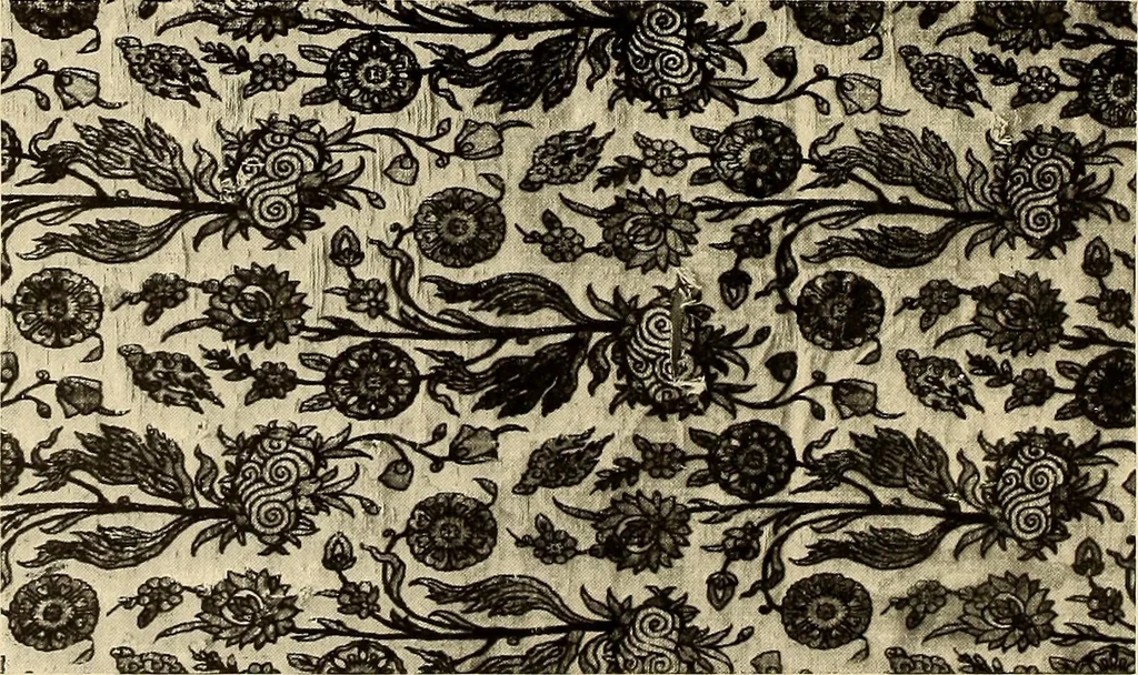 An illustration from Decorative textiles; an illustrated book on coverings for furniture, walls and floors, including damasks, brocades and velvets, tapestries, laces, embroideries, chintzes, cretonnes, drapery and furniture trimmings, wall papers, carpets and rugs, tooled and illuminated leathers, 1918, leaf 67