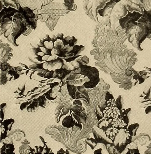 An illustration from Decorative textiles; an illustrated book on coverings for furniture, walls and floors, including damasks, brocades and velvets, tapestries, laces, embroideries, chintzes, cretonnes, drapery and furniture trimmings, wall papers, carpets and rugs, tooled and illuminated leathers, 1918, leaf 70