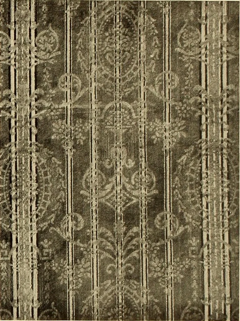 An illustration from Decorative textiles; an illustrated book on coverings for furniture, walls and floors, including damasks, brocades and velvets, tapestries, laces, embroideries, chintzes, cretonnes, drapery and furniture trimmings, wall papers, carpets and rugs, tooled and illuminated leathers, 1918, leaf 73