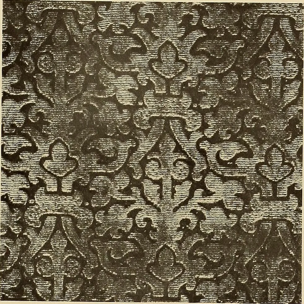 An illustration from Decorative textiles; an illustrated book on coverings for furniture, walls and floors, including damasks, brocades and velvets, tapestries, laces, embroideries, chintzes, cretonnes, drapery and furniture trimmings, wall papers, carpets and rugs, tooled and illuminated leathers, 1918, leaf 78