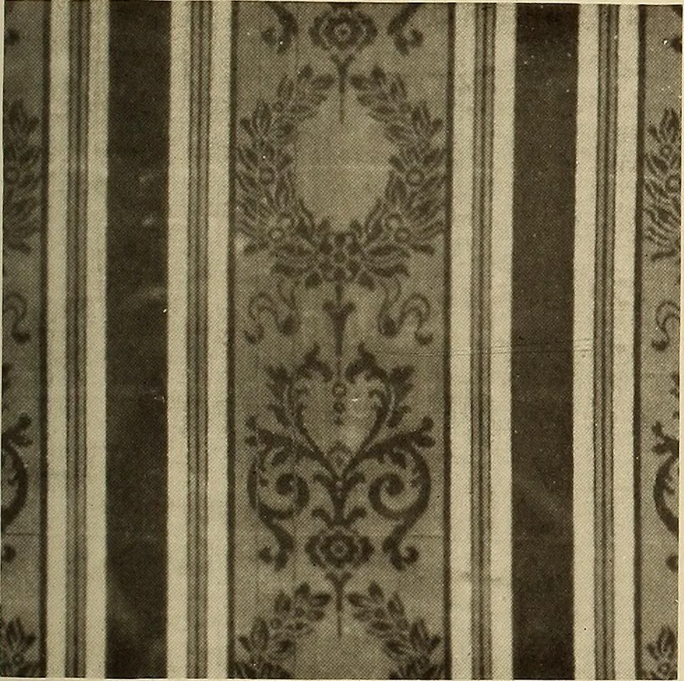 An illustration from Decorative textiles; an illustrated book on coverings for furniture, walls and floors, including damasks, brocades and velvets, tapestries, laces, embroideries, chintzes, cretonnes, drapery and furniture trimmings, wall papers, carpets and rugs, tooled and illuminated leathers, 1918, leaf 78
