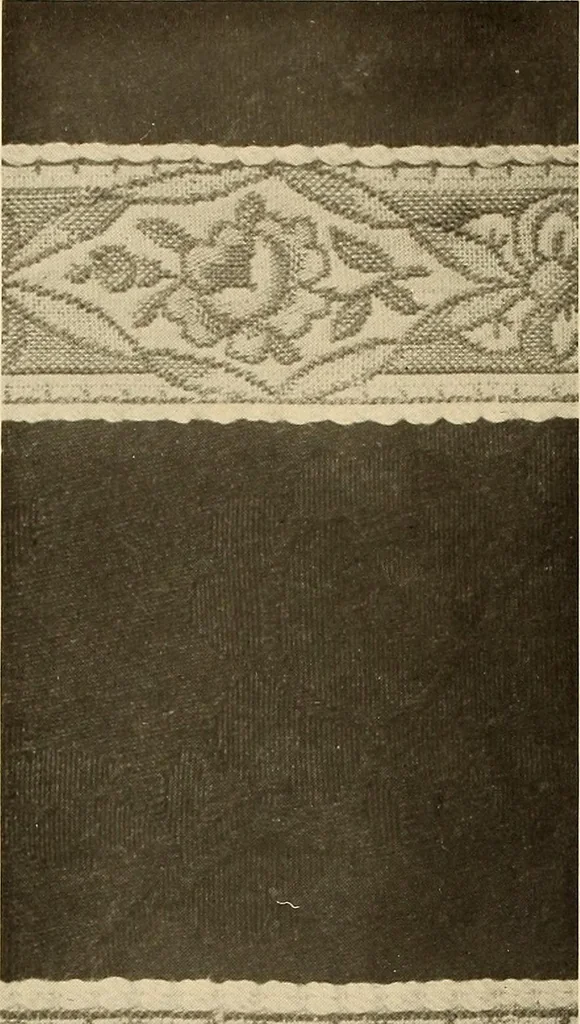 An illustration from Decorative textiles; an illustrated book on coverings for furniture, walls and floors, including damasks, brocades and velvets, tapestries, laces, embroideries, chintzes, cretonnes, drapery and furniture trimmings, wall papers, carpets and rugs, tooled and illuminated leathers, 1918, leaf 93