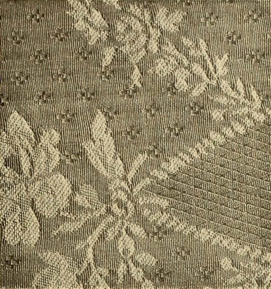 An illustration from Decorative textiles; an illustrated book on coverings for furniture, walls and floors, including damasks, brocades and velvets, tapestries, laces, embroideries, chintzes, cretonnes, drapery and furniture trimmings, wall papers, carpets and rugs, tooled and illuminated leathers, 1918, leaf 95