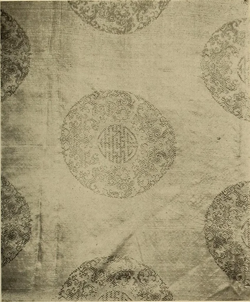 An illustration from Decorative textiles; an illustrated book on coverings for furniture, walls and floors, including damasks, brocades and velvets, tapestries, laces, embroideries, chintzes, cretonnes, drapery and furniture trimmings, wall papers, carpets and rugs, tooled and illuminated leathers, 1918, leaf 98
