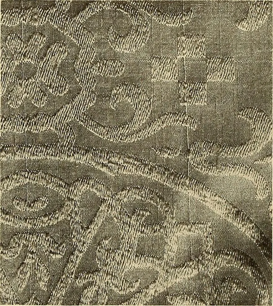 An illustration from Decorative textiles; an illustrated book on coverings for furniture, walls and floors, including damasks, brocades and velvets, tapestries, laces, embroideries, chintzes, cretonnes, drapery and furniture trimmings, wall papers, carpets and rugs, tooled and illuminated leathers, 1918, leaf 99