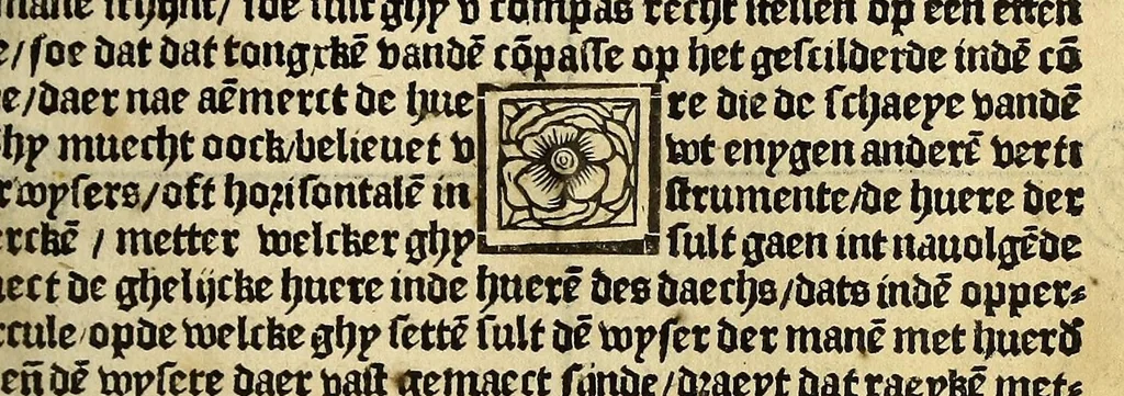An illustration from De cosmographie va[n] Pe. Apianus. En[n] hoeme[n] de carten der lantscape[n] maect va[n] Ge[m]ma Phrysio bescreue[n], allen co[n]stigen en[n] subty len minsche[n] ter liefde[n] nu ierst in duytsche gesedt, 1537, leaf 103