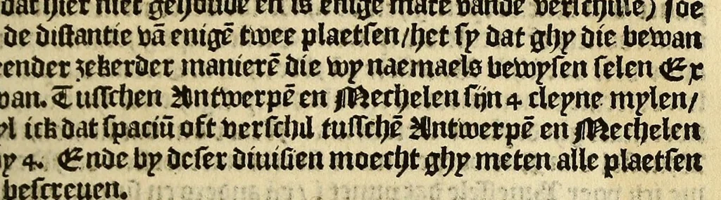 An illustration from De cosmographie va[n] Pe. Apianus. En[n] hoeme[n] de carten der lantscape[n] maect va[n] Ge[m]ma Phrysio bescreue[n], allen co[n]stigen en[n] subty len minsche[n] ter liefde[n] nu ierst in duytsche gesedt, 1537, leaf 113