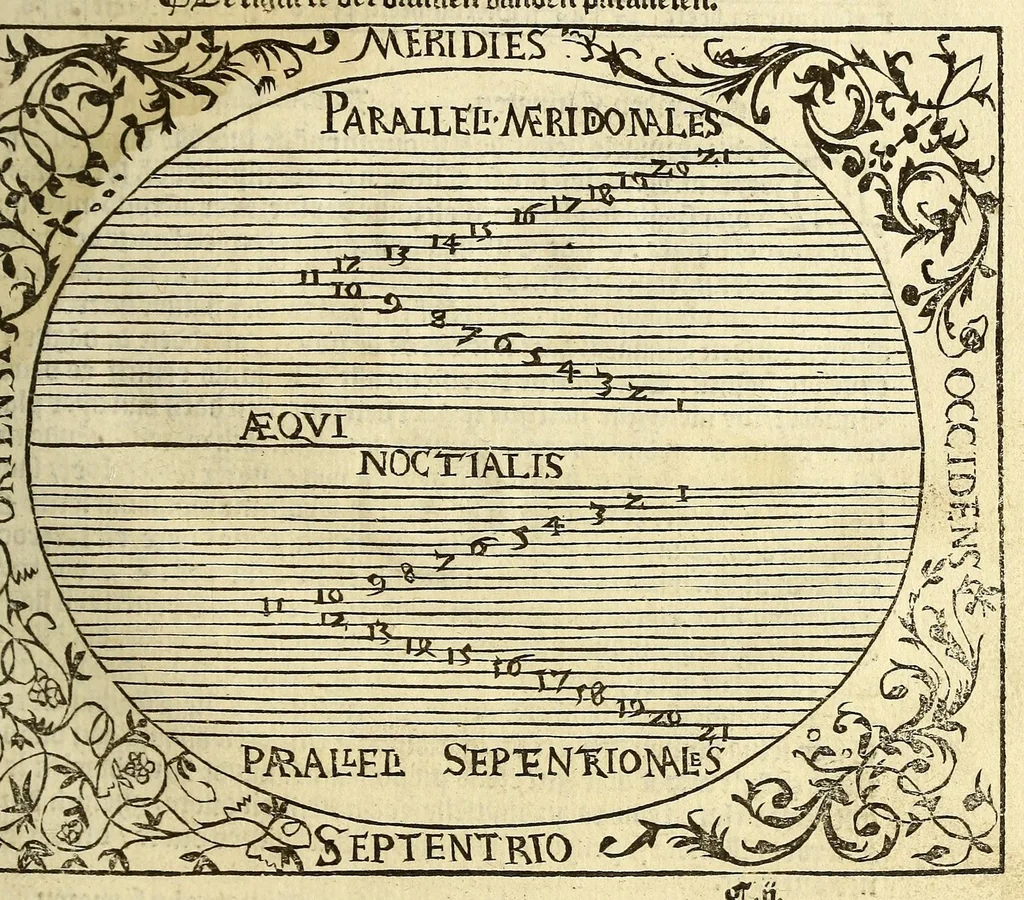 An illustration from De cosmographie va[n] Pe. Apianus. En[n] hoeme[n] de carten der lantscape[n] maect va[n] Ge[m]ma Phrysio bescreue[n], allen co[n]stigen en[n] subty len minsche[n] ter liefde[n] nu ierst in duytsche gesedt, 1537, leaf 25