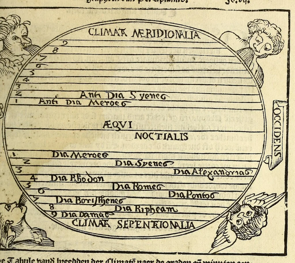 An illustration from De cosmographie va[n] Pe. Apianus. En[n] hoeme[n] de carten der lantscape[n] maect va[n] Ge[m]ma Phrysio bescreue[n], allen co[n]stigen en[n] subty len minsche[n] ter liefde[n] nu ierst in duytsche gesedt, 1537, leaf 27