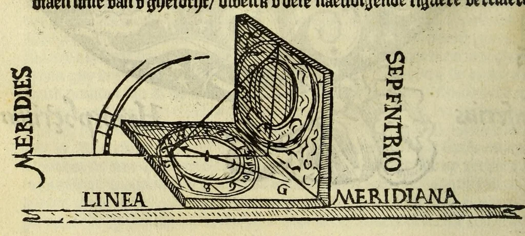 An illustration from De cosmographie va[n] Pe. Apianus. En[n] hoeme[n] de carten der lantscape[n] maect va[n] Ge[m]ma Phrysio bescreue[n], allen co[n]stigen en[n] subty len minsche[n] ter liefde[n] nu ierst in duytsche gesedt, 1537, leaf 60