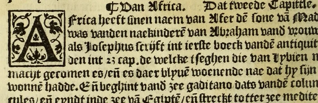 An illustration from De cosmographie va[n] Pe. Apianus. En[n] hoeme[n] de carten der lantscape[n] maect va[n] Ge[m]ma Phrysio bescreue[n], allen co[n]stigen en[n] subty len minsche[n] ter liefde[n] nu ierst in duytsche gesedt, 1537, leaf 72