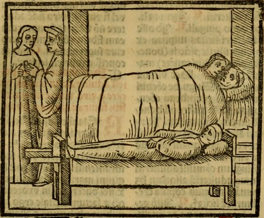 An illustration from Decretu[m] Gratiani : cu glossis dñi Joannis Theutonici prepositi Alberstatensis [et] annotationibus Bartholomei Brixiensis : [cum] diuisionibus Archidiaconi : [cum] Casibus a Bene., cõpositis per Bart. Brixi., correctis [et] pro clariore itellectu pluribus in locis extensis : [cum] concordia ad Bibliam : [cum] tabula marginalium glossularu[m] : [cum tabula] omniu canonu [et] concilio[rum] : [cum] Margarita Decreti : [cum] flosculis totius Decretia domio Joanne diacono compositis : [cum] additione in margine litteraru[m], quo minusculi characteres lineis intercepti, citius legenti appareant, 1514, leaf 1092